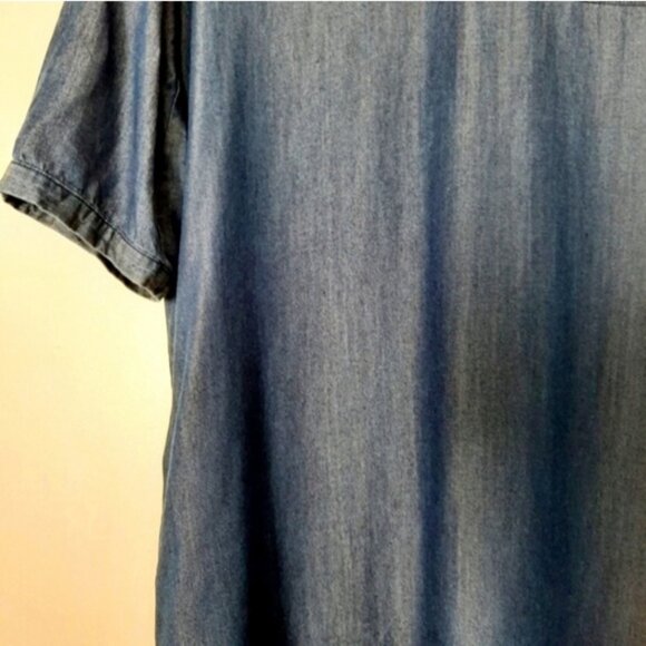 CLEO Utility Sleeve Mini Shirt Dress | Tunic w Pockets Chambray Blue Sz S - Picture 11 of 16